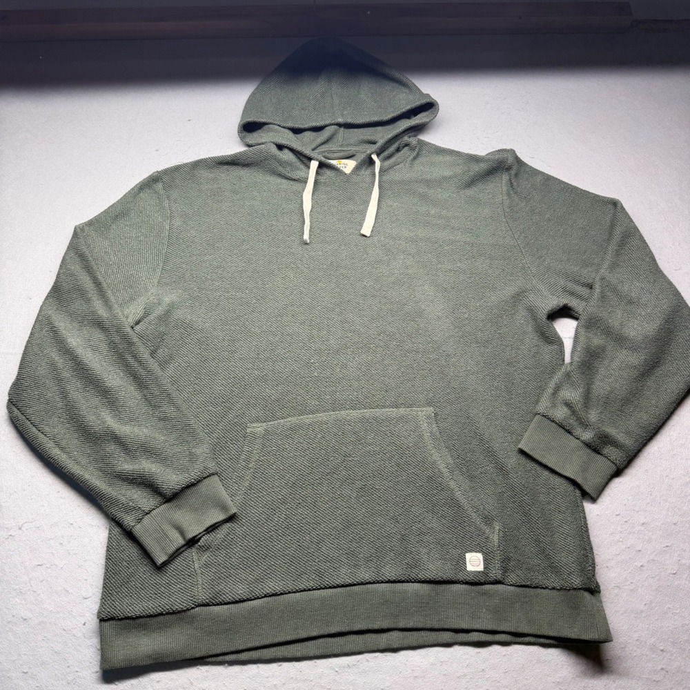 Marine Layer Hoodie Mens Larger Green Textured Knit Pullover Kangaroo Pocket